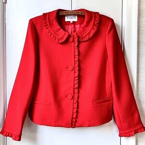 CLAUDIE PIERLOT Bright Red Frill Trim Jacket